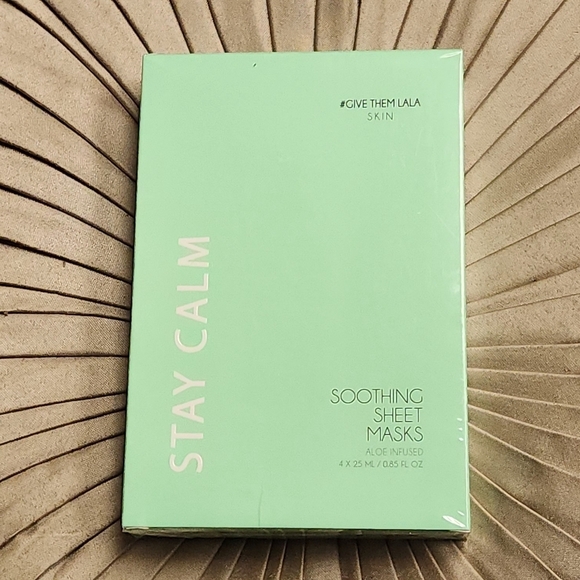 GIVE THEM LALA STAY CALM Soothing Sheet Face Masks Infused Aloe Chamomile Set 4 - Picture 7 of 10